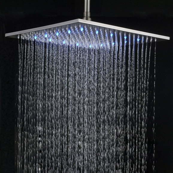 Cholet Brushed Nickel 16-Inch LED Ceiling Rain Shower Head